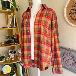Colorful Plaid Button-Up Shirt 🍁